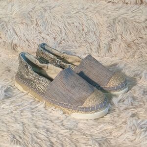 SPERRY TOP SIDERS Gray and Silver Snakeskin Espadrilles SZ 5